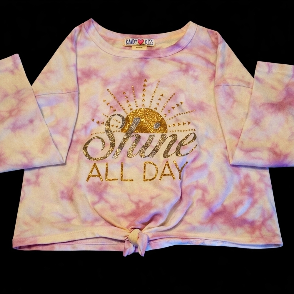 Kandy Kiss | Girls L | Glitter Graphic Long‎ Sleeve Top